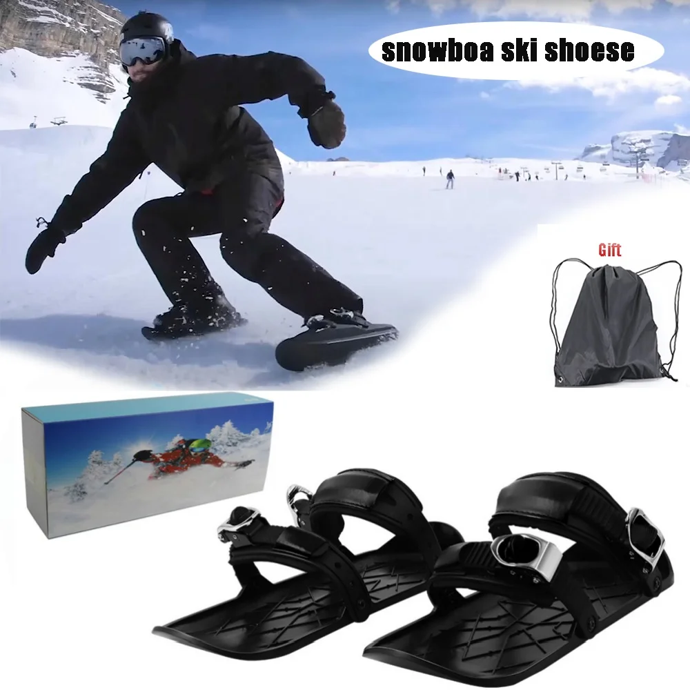 

Adjustable Short Ski Skates Adult Portable Snowblades Shoe Skiboards for Outdoor Winter Sports