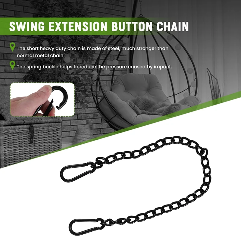 Steel Hanging Chair Chain With 2 Carabiners, Heavy Duty Porch Swing Hammock Chain Kit,For Hammock Swings(66Cm)