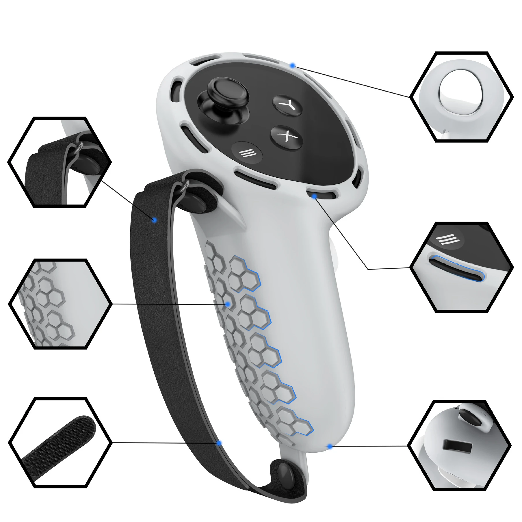 Correa antideslizante para controlador táctil, cubierta protectora de silicona para Oculus Quest 2, correa ajustable para accesorios Meta Quest2