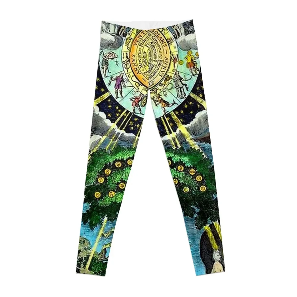 ALCHEMICAL HERMETRIC and MYSTICAL EMBLEMS PRINT Leggings gym top sport legging joggers for Womens Leggings