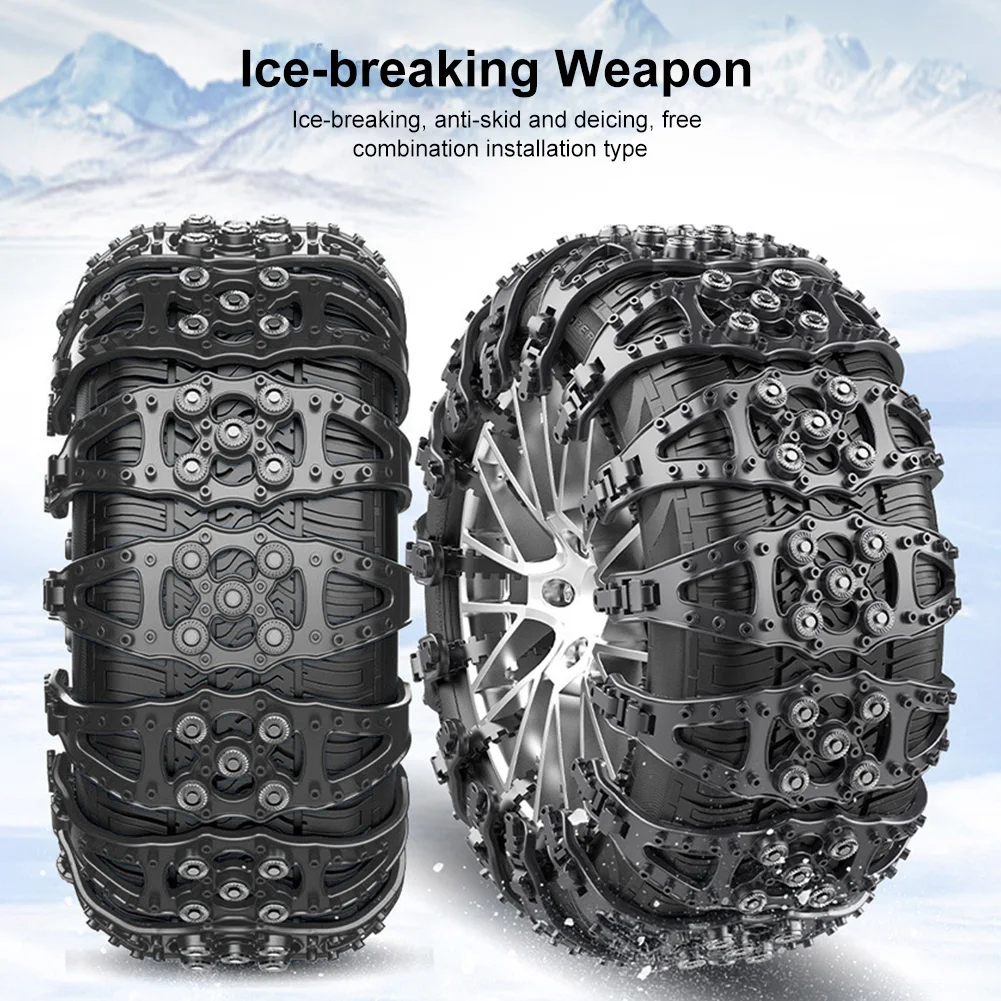 Car Tire Chains Winter Snow Wheels Chain Outdoor Snow Tire Emergency Double Grooves Anti-Skid Chains for 165-275mm Tire