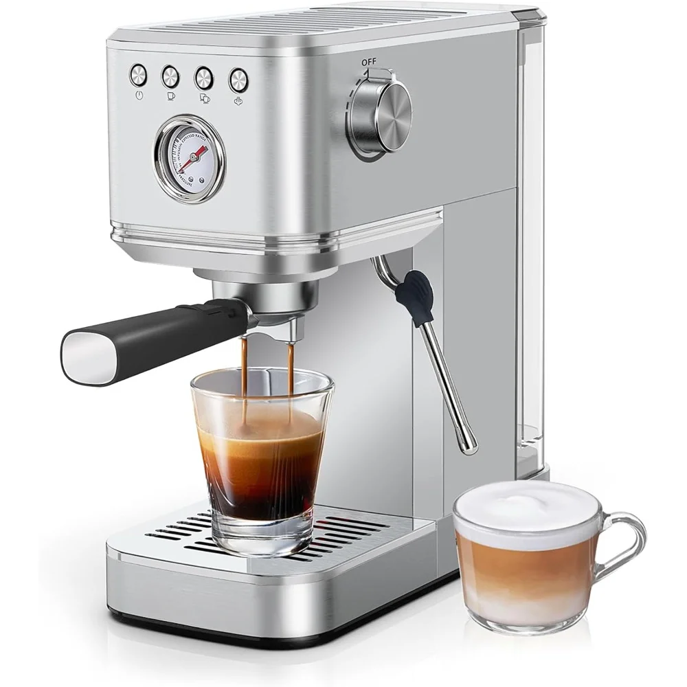 Espresso Machine 20 Bar with Milk Frother, Stainless Steel Automatic Espresso Coffee Machine for Home Latte & Cappuccino Maker