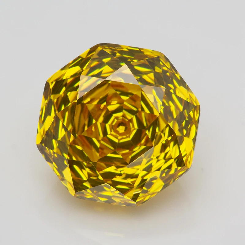 New 5A Golden Yellow Millennium Octagon Rose Cut Cubic Zirconia Loose Gemstones for Jewerly Making