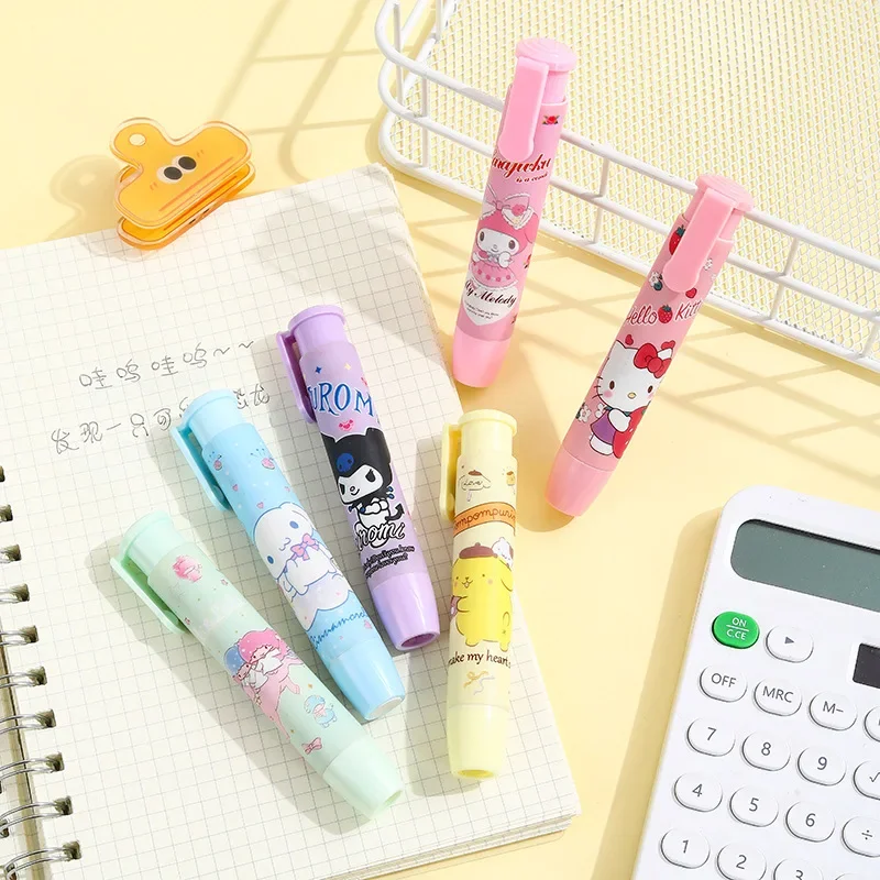 Creative Sanrioed Kawaii Press Eraser Anime Hello Kitty Kuromi MyMelody Cinnamoroll Cartoon Cute Stationery Gift Office Supplies