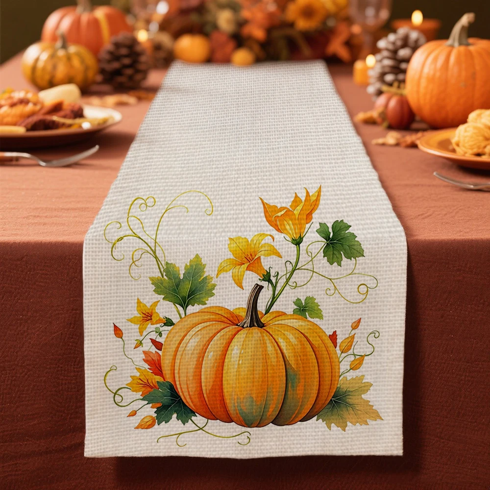 

autumn Pumpkin pattern Table Runner for table decoration & accessories Harvest Festival tablecloth Thanksgiving Day decor