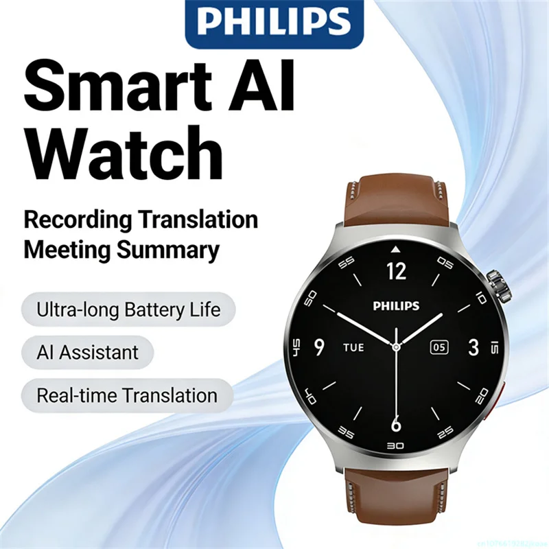 

New Philips AI Watch VTR5206 Recording Pen Compact Portable Conference Voice to Text to Translate Meeting HD Mic Call Bracelet