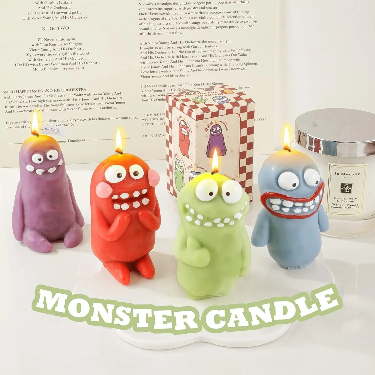 Velas de aromaterapia Monster para el hogar, velas aromáticas de cera de soja Natural perfumadas para cumpleaños, Halloween, Pascua, decoración del hogar