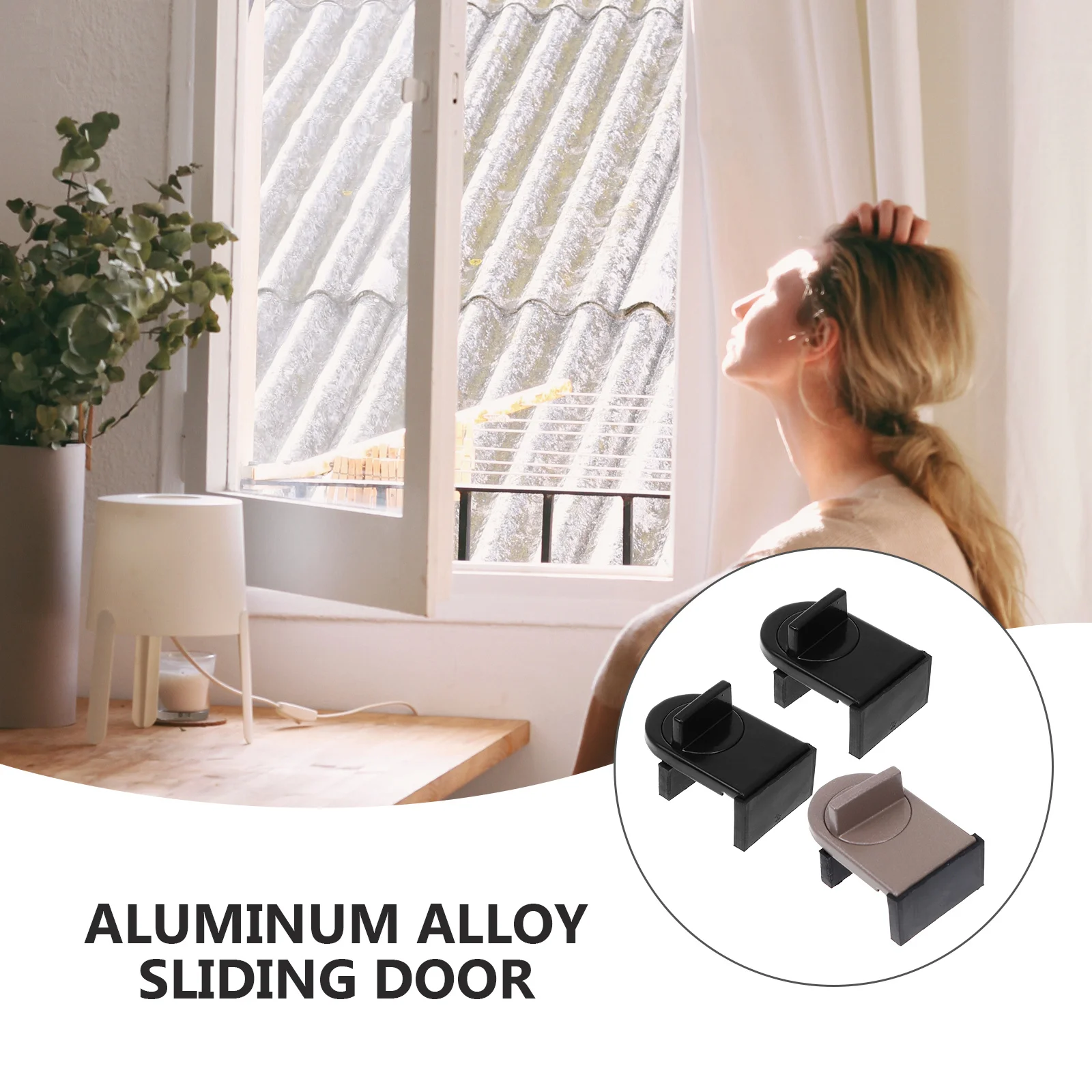 

3Pcs Window Safety Lock Aluminum Alloy Anti-Scratch Wear Resistant Easy Install No Punch Sliding Window Limiter for Home Child
