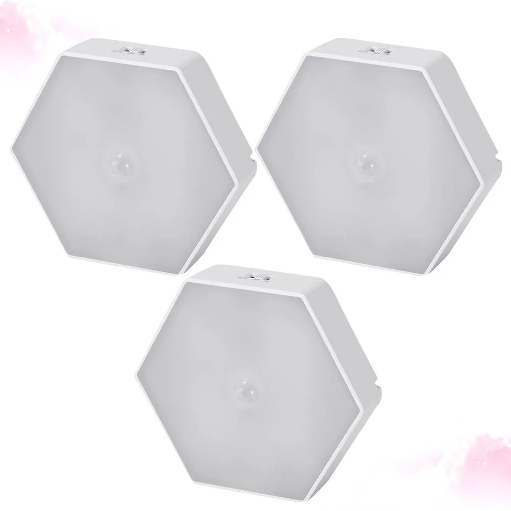 3pcs 1.2W Led Human Body Induction Light Night Lamp For Stairs Hallway Closet Cabinet Corridor Warm White Auto On Off