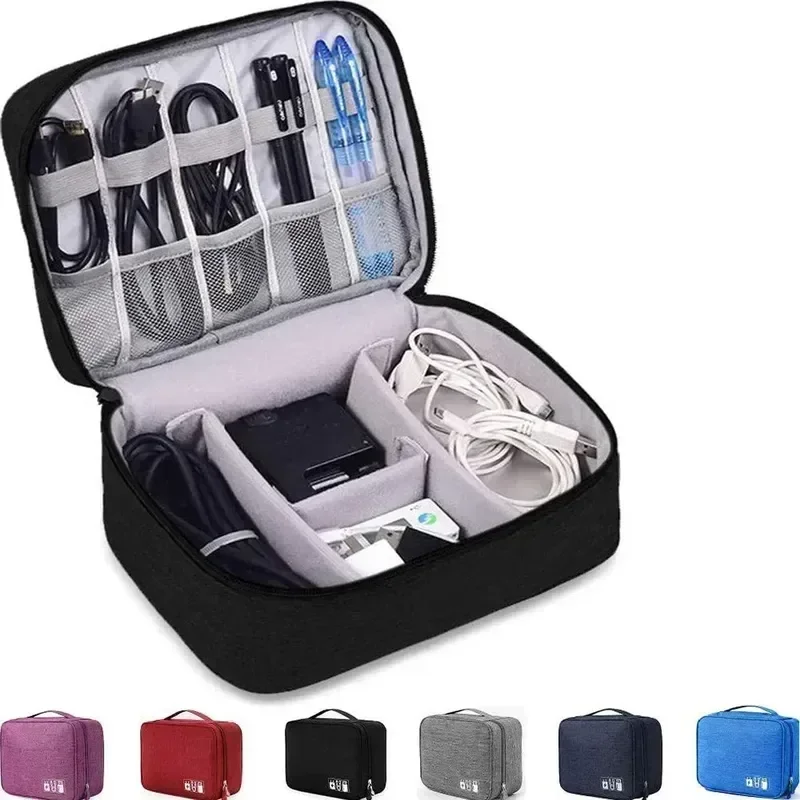 Electronic Accessories Case Bag Waterproof Organizer Power Bank Chargers Mouse USB Cable Earphones Out-Going Business Travel Bag