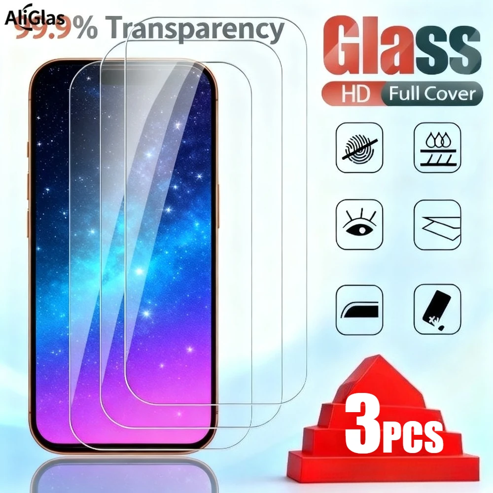 

3 шт. ультра прозрачная защитная пленка для экрана для iPhone 17 16 15 14 13 Pro Max Air 16e 15 Plus 12 11 Pro XS XR твердость закаленного стекла 9H