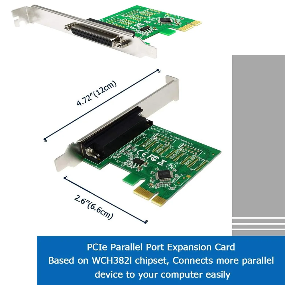 JoniSerl PCIe Parallel Port Expansion Card,PCI Express to DB25 LPT Converter Adapter Controller for Desktop with Low Bracket