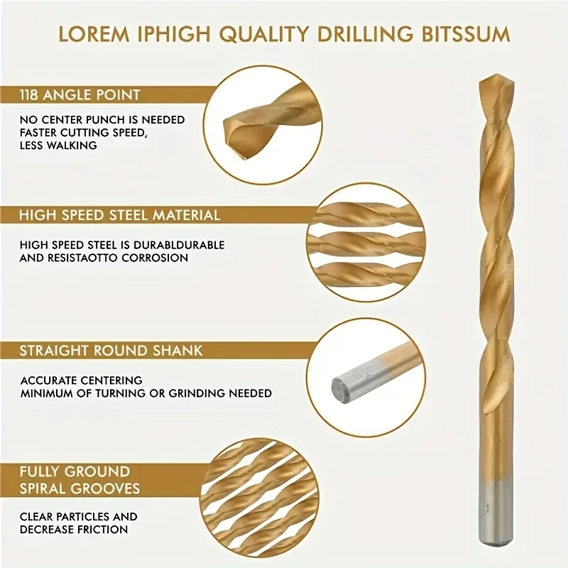 100-teiliges Titan-beschichtetes HSS-Bohrer-Set | Gerader Schaft | Für DIY/Holz/Kunststoff/Metall | Heimwerkerwerkzeuge – Detail 11