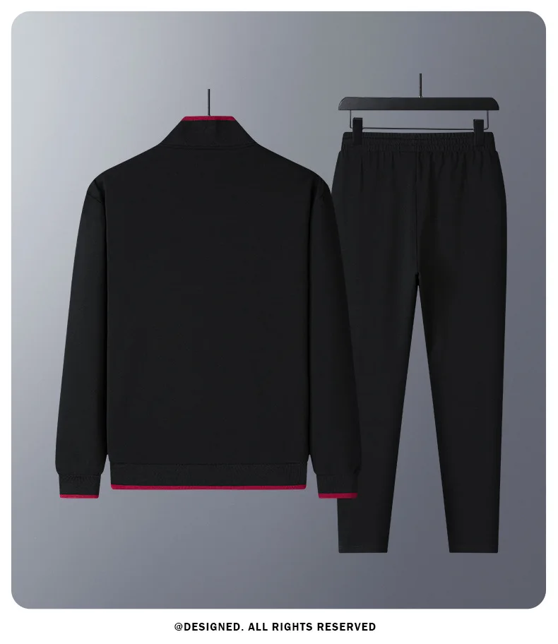 Herren-Trainingsanzüge 2-teiliges Set Stehkragen Reißverschlussjacke Hose mit elastischem Bund Frühling Herbst Freizeitkleidung für Väter mittleren Alters – Detail 11