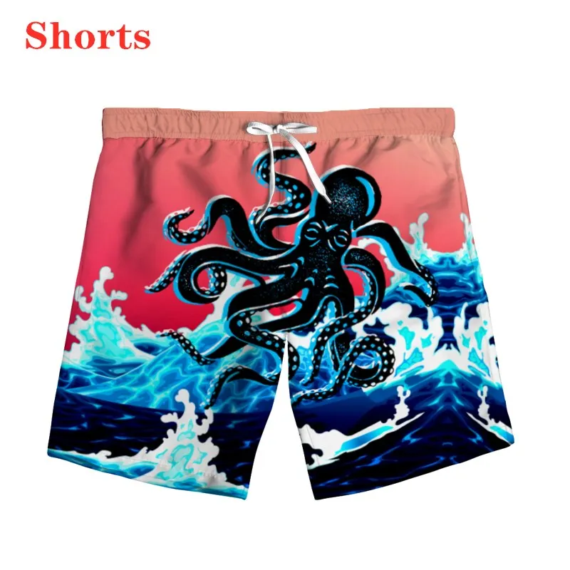 New 3D Printing Kraken Octopus Fashion Men Women Tracksuits Crewneck Hip Hop Shorts Plus Size S-7XL Four Seasons Casual