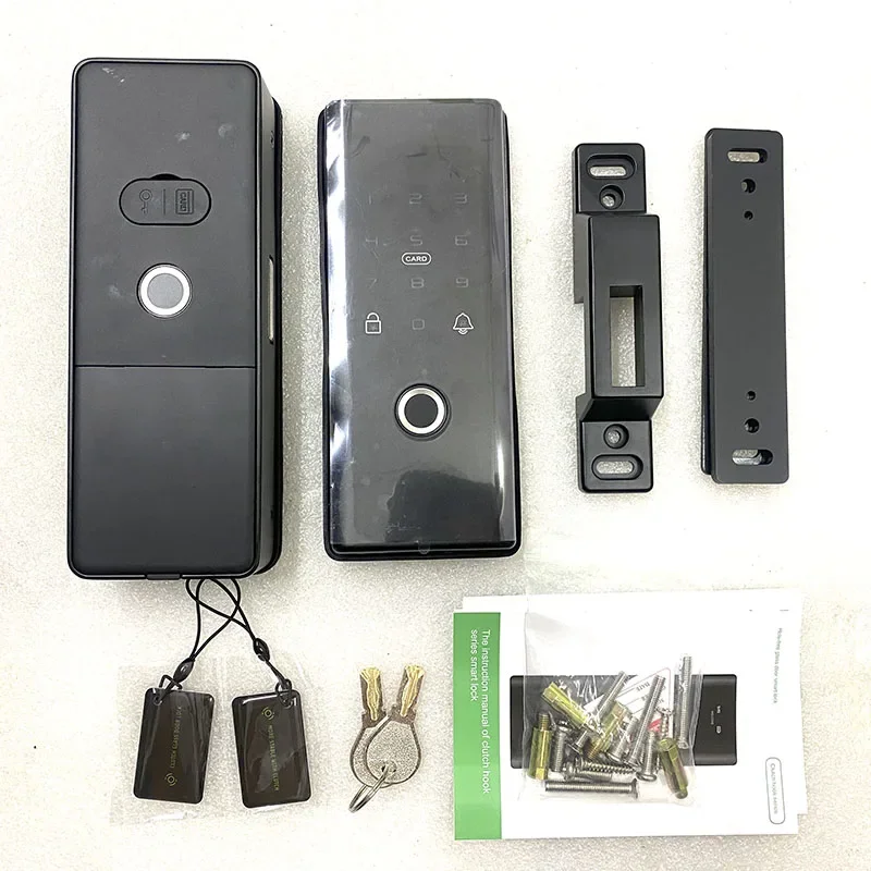 Double side Rim door lock fingerprint Code Card deadbolt Tuya Remote control Sync exist Lock Smart Door Lock For Singapore