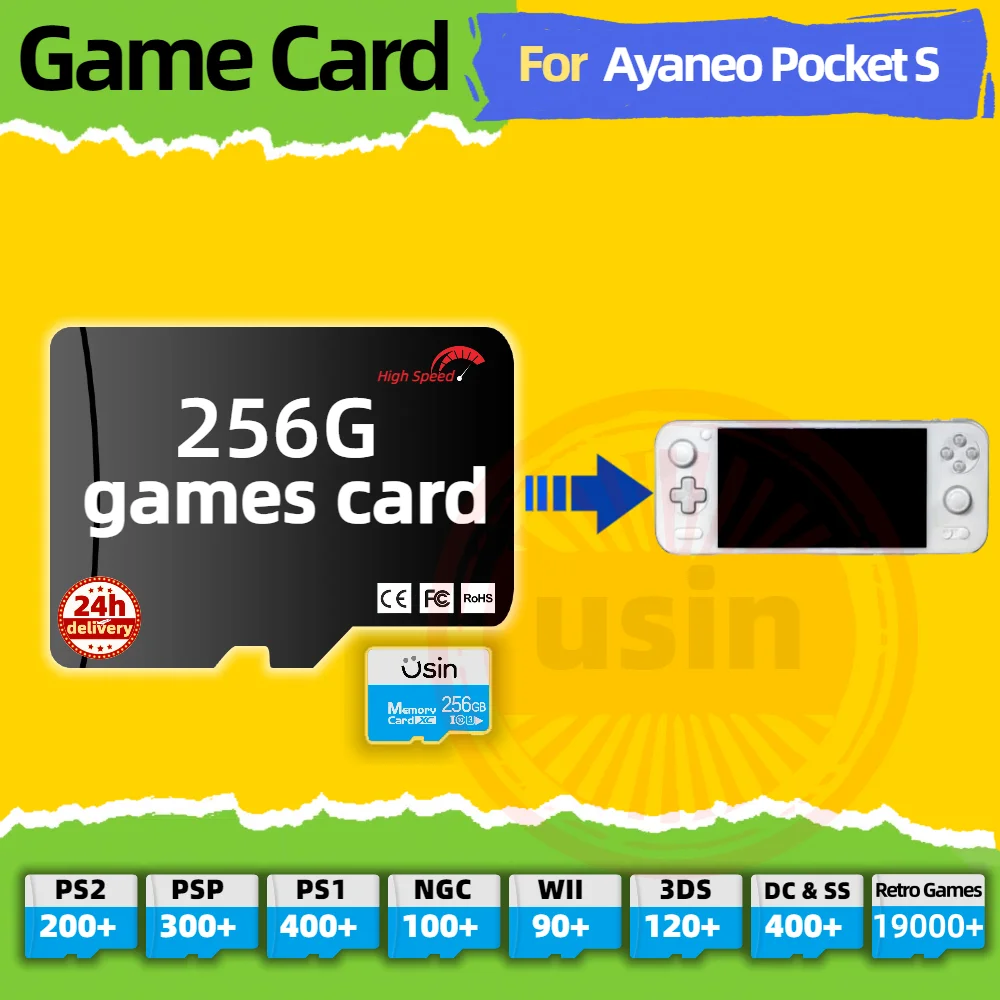 Game Card For Ayaneo Pocket S EVO AIR TF Retro Games PS2 PSP PS1 Android portable Handheld Gaming SD Card High Speed 256G