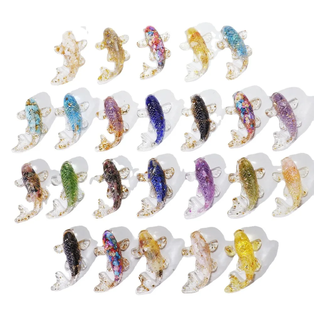 Ornement de carpe en cristal et gravier, décoration d'intérieur, cadeaux poisson rouge, petits ornements de poissons en résine époxy, bijoux de bureau