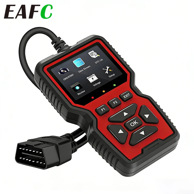 

Сканер EAFC OBD2 с функцией получения данных в реальном времени, профессиональный диагностический инструмент OBDII для проверки ошибок двигателя и тестирования напряжения аккумулятора.