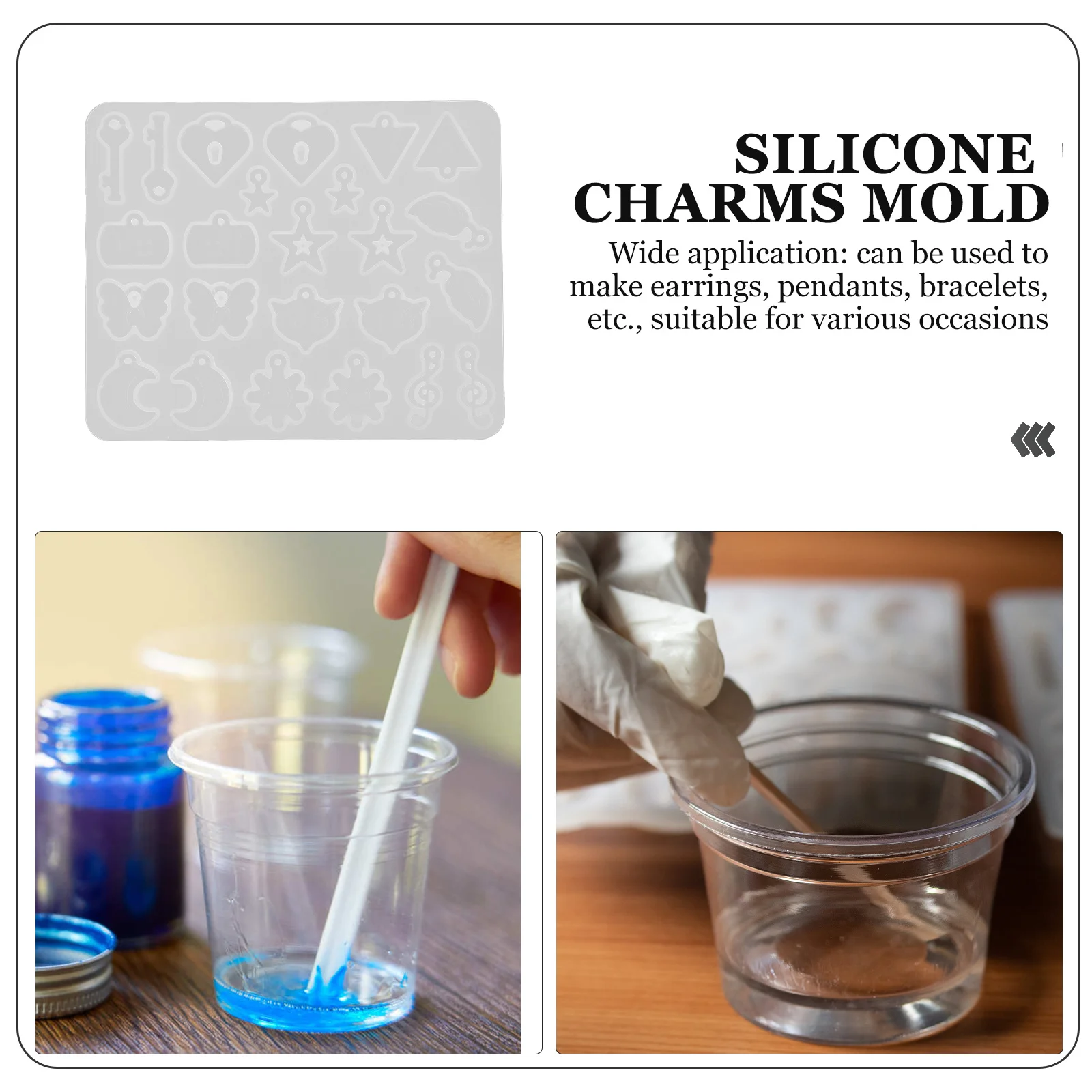 

Hanging Charm DIY Ear Cuff Earring Necklace Pendant Silicone Mold Flexible Reusable Jewelry Making Mold Easy Demoulding