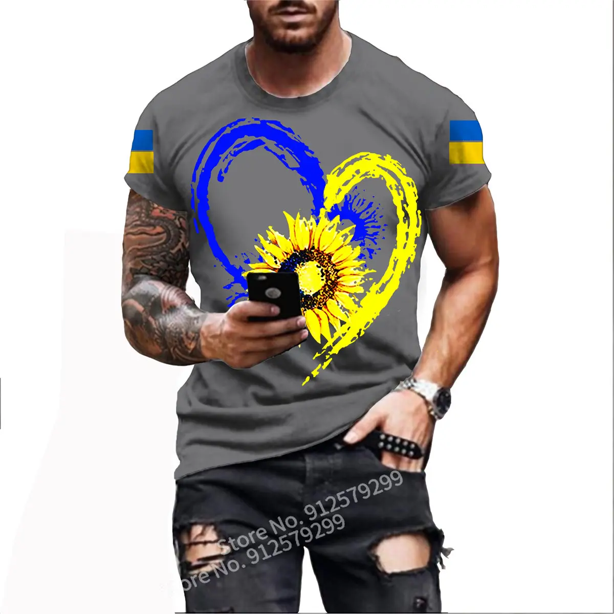 Cool Ukraine Flag Sunflower T-shirts Letter Ukrain Print Tee Shirt Men/women Summer Tshirt Oversized Clothes