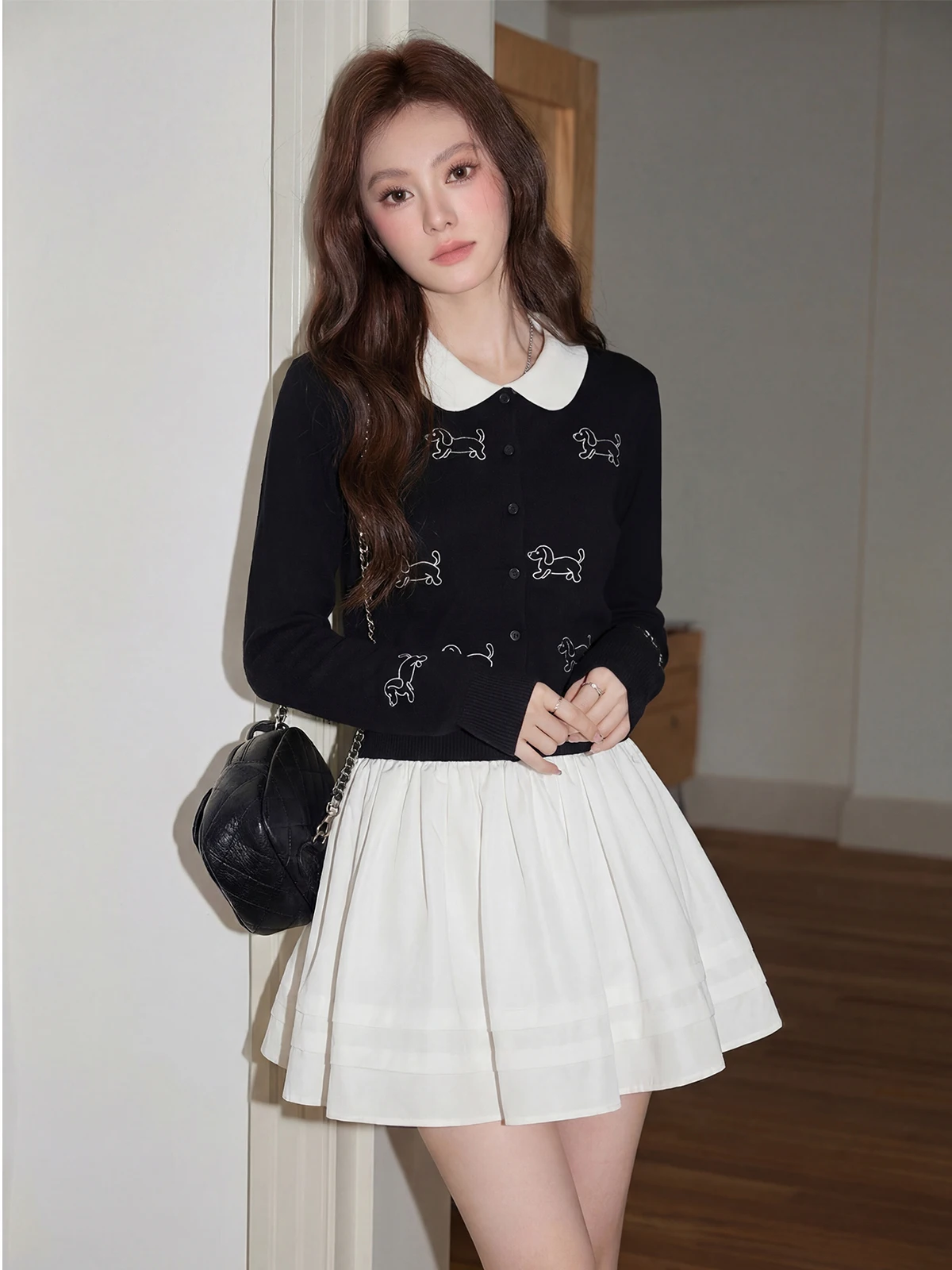 

Корейский вязаный кардиган для женщин, зимний, в стиле «ленивый дизайн», с вышитым воротником, мягкий длинный свитер...