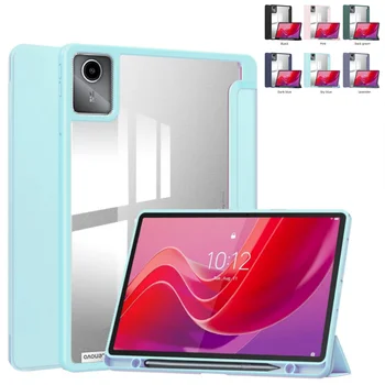 กรณีสําหรับ Lenovo Tab M11 2024 11.0 นิ้วอะคริลิค Tri-Folding Flip Stand Auto Wake ฟังก์ชั่นในตัวช่องใส่ปากกาสําหรับ Xiaoxin Pad 11