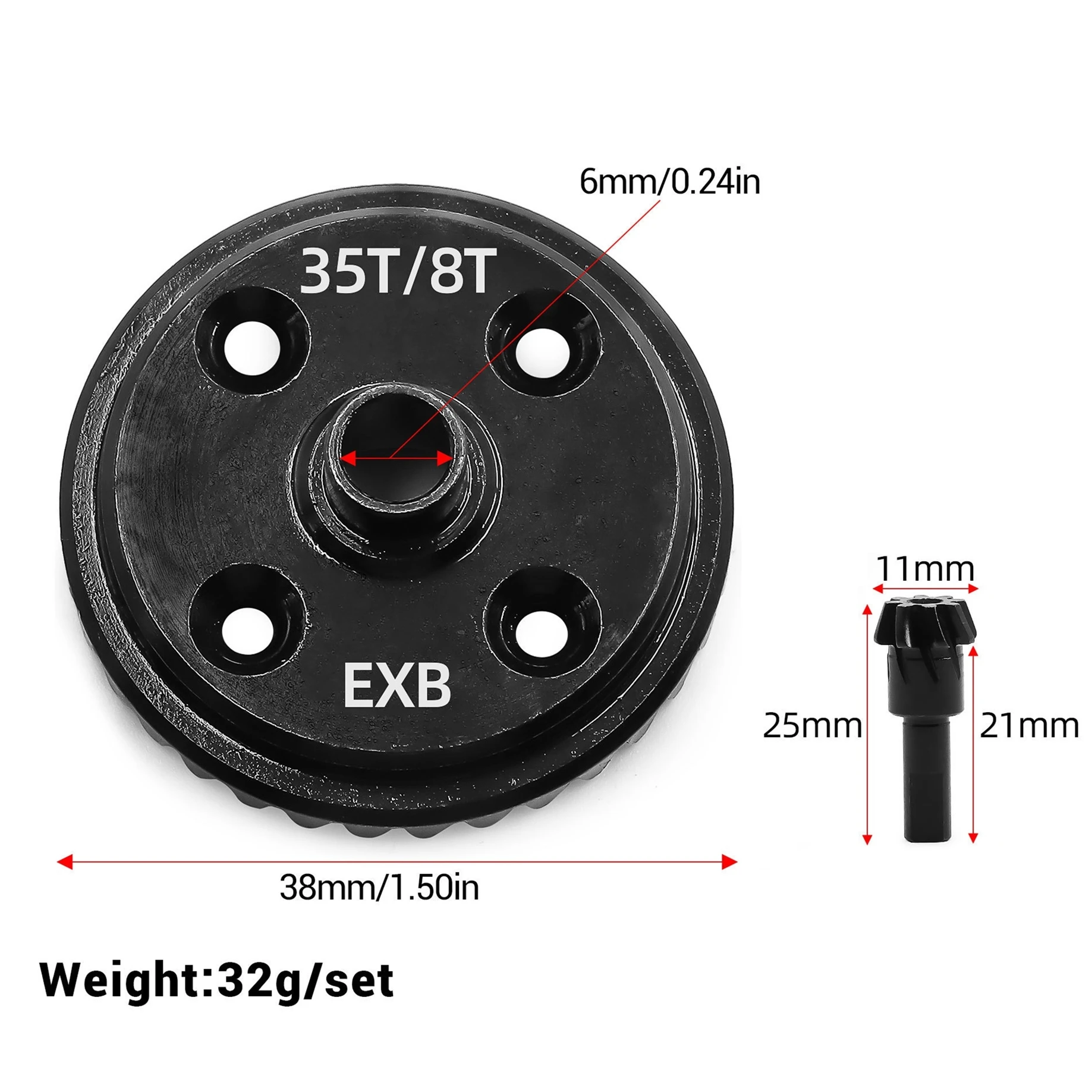 35T Differenziale 8T Grande Ingranaggio Conico ARA310980 per ARRMA 1/7 MOJAVE 1/8 KRATON EXB RC Auto Parti di Aggiornamento Accessori