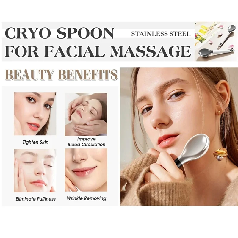 A83G-Beauty الفولاذ المقاوم للصدأ كريم عين عصا تدليك ملعقة الوجه كشط عصا ماكياج ملعقة كريم عين عصا (للعيون منتفخة)