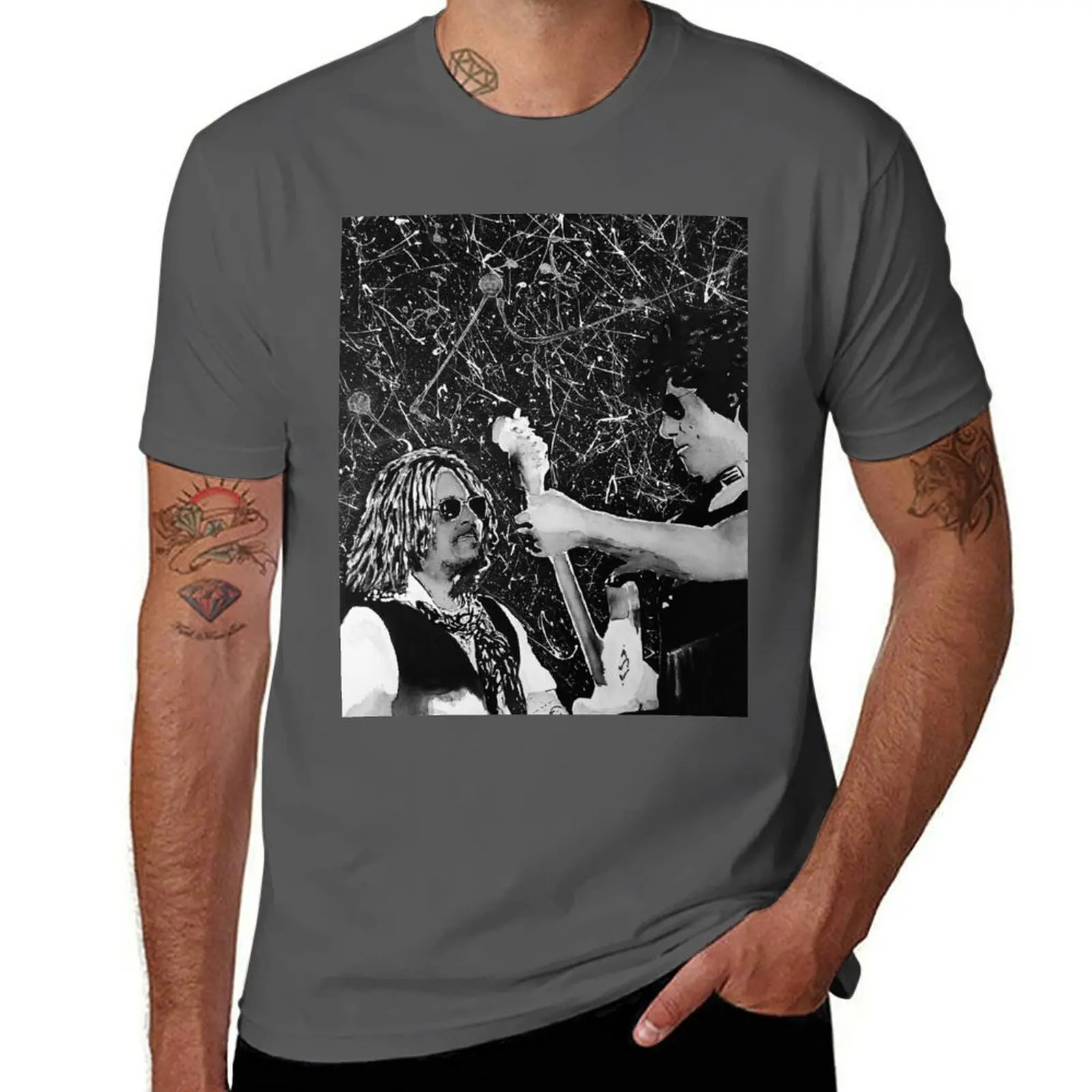 

Джонни Депп и Джефф Бек на музыкальном туре 2022 Альбом 18, футболка из хлопка, мужская футболка из 100% хлопка, футболка люксового бренда