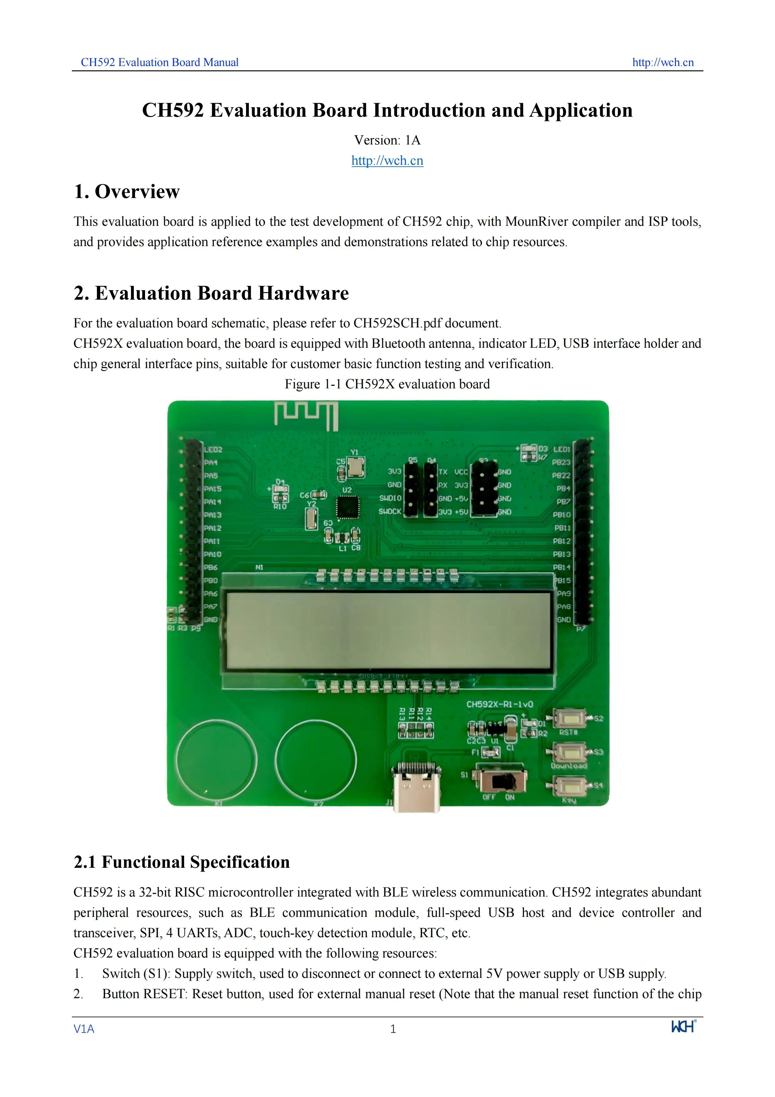 CH592 Entwicklungsboard RISC-V BLE5.4 Drahtlose Mikrocontroller CH592X/CH592F Evaluierungsboard Bluetooth-Boards – Detail 1