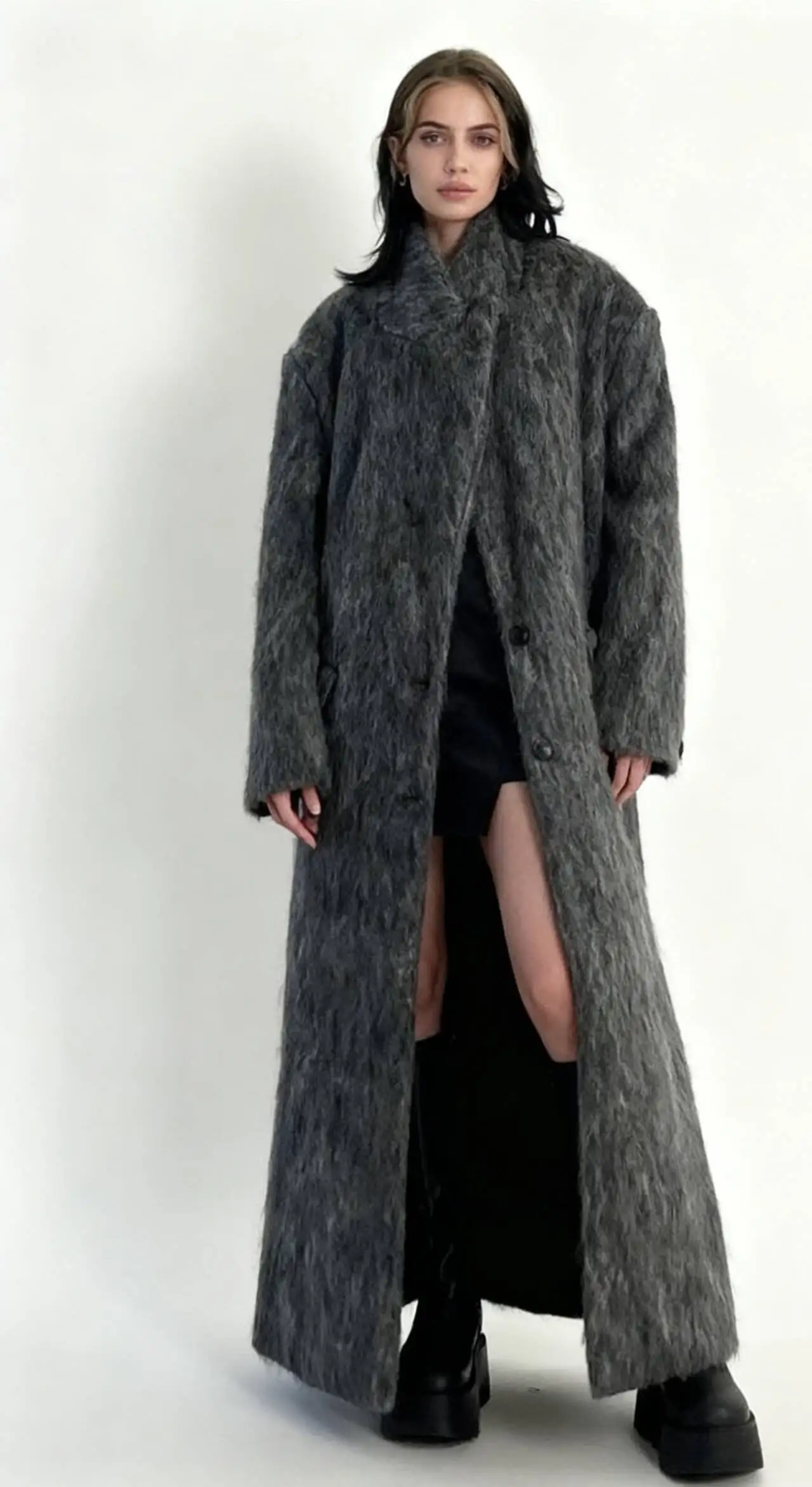 

Wool Blend Coats Womens Woolen Coat Orange Fall Angora Houndstooth Buttoned Gentle Mature Chic Style Highstreet Conference Thick