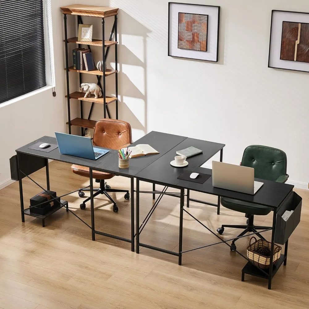 L Shaped Desk - Computer Desk Corner Desks Gaming Desk PC Table with CPU Stand Side Bag for Home Office Dorm Sturdy Writing Wor image 5