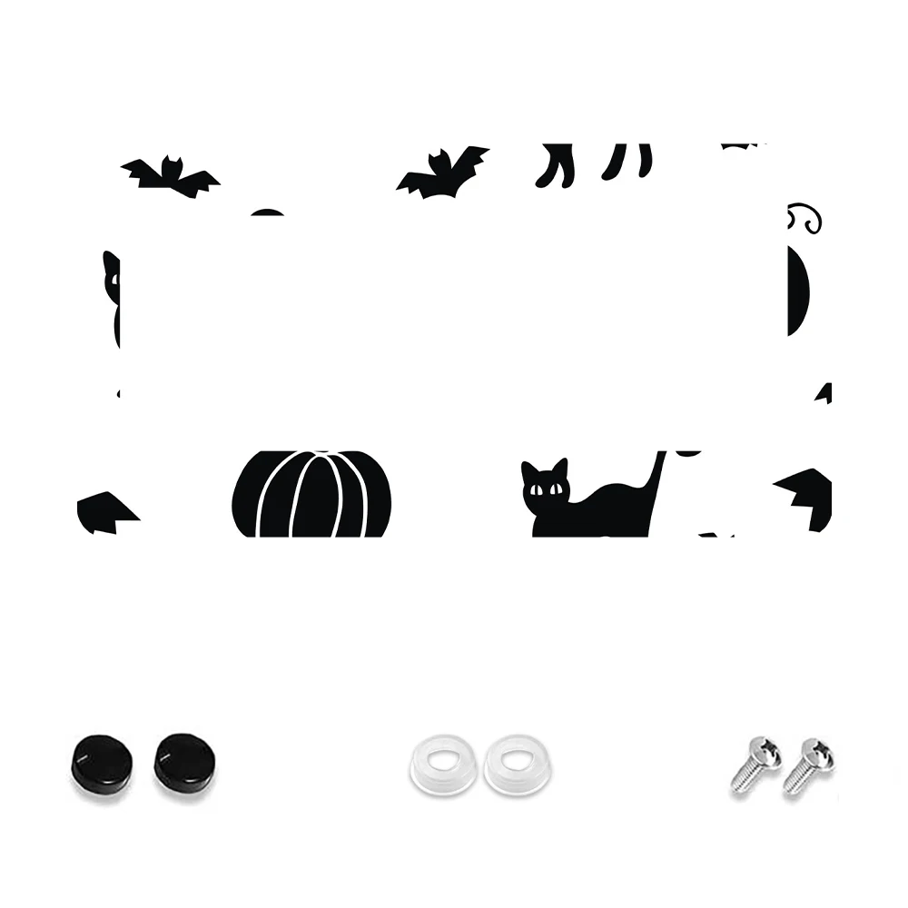 

1pc Black 2-Hole License Plate Frame with Bat and Cat Pattern, Aluminum Material, 6x12 Inches, Includes Screw Set, Retro Novelt