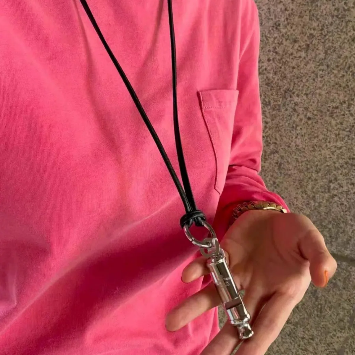 Minimalist Whistle Pendant Necklace Adjustable Long Chain Unique Casual Neutral Personality Clavicle Jewelry For Men Women
