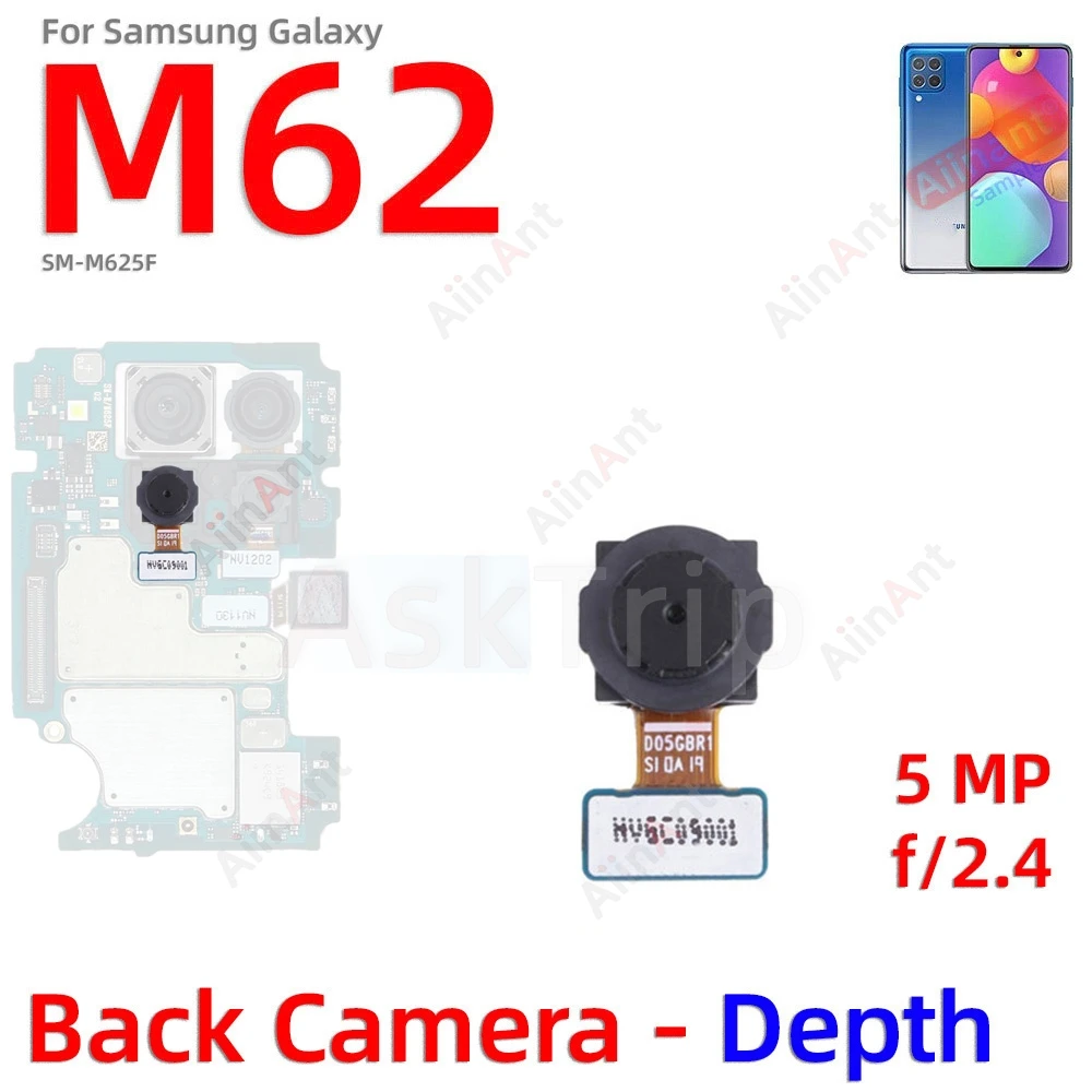 Macro Depth Wide Main Small Front Back Rear Camera Flex Cable For Samsung Galaxy M52 M62 M526B M625F 4G 5G