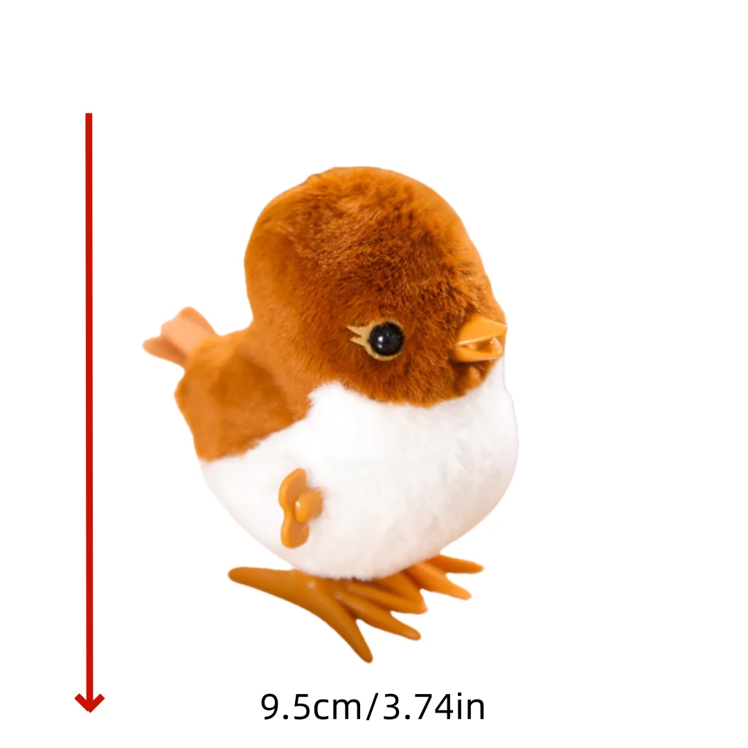 1pc 9.5cm/3.74in Jumping Sparrow Le Jier Winding Clockwork Toy Simulated Plush Jumping Bird Toy for Kids