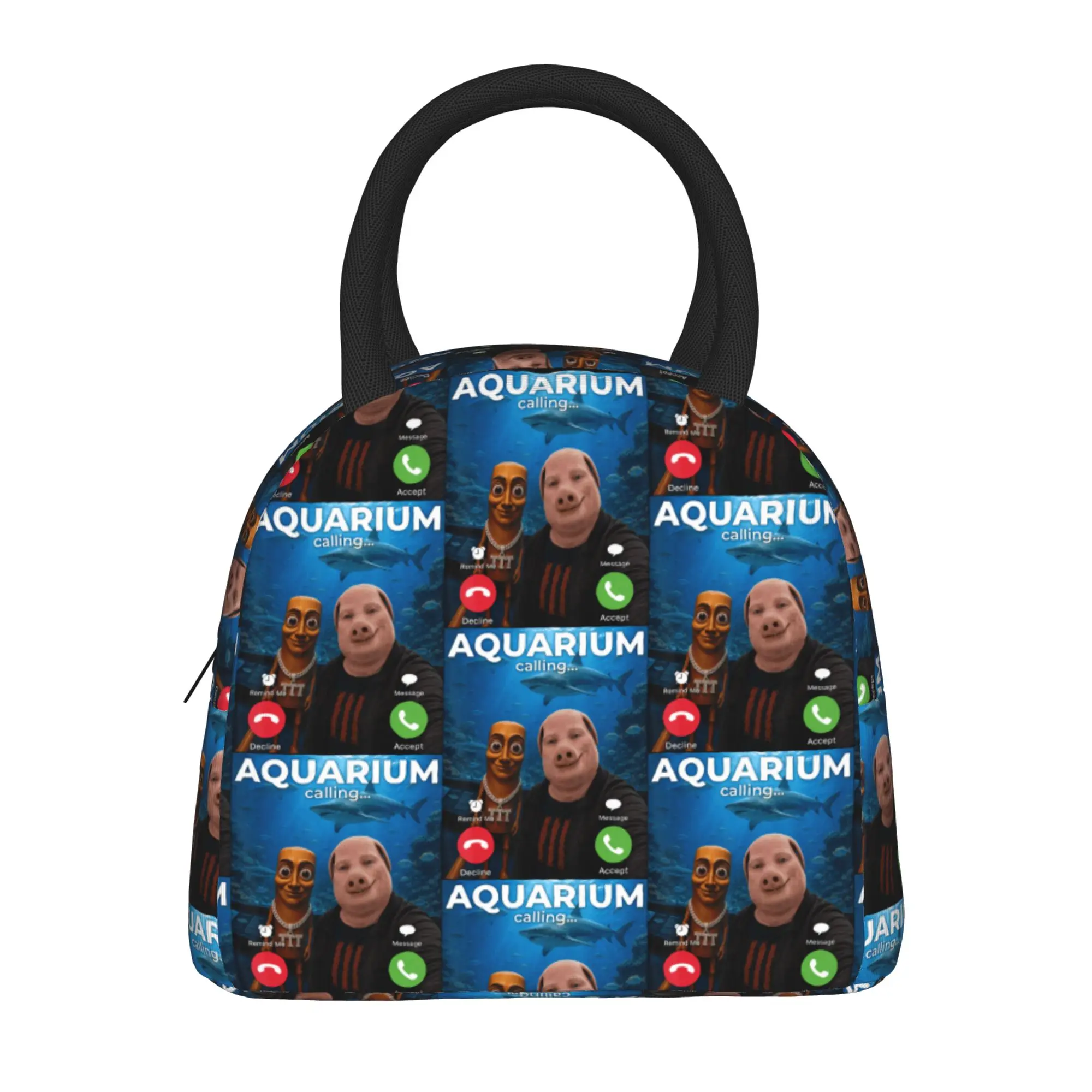Shark Aquarium Adventure with Tung Sahur John Pork Bro Duo Lunch Bag  Aesthetic Lunch Box For Girls Outdoor Portable Cooler Bag