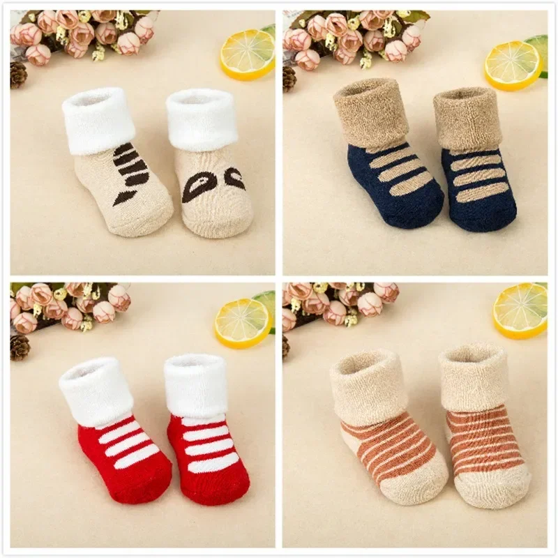 Cute Cartoon Doll Newborn Cotton Socks New Baby Soft Solid Prewalker Knitted Sock for Girls Boys Infant Knitting Floor Socks