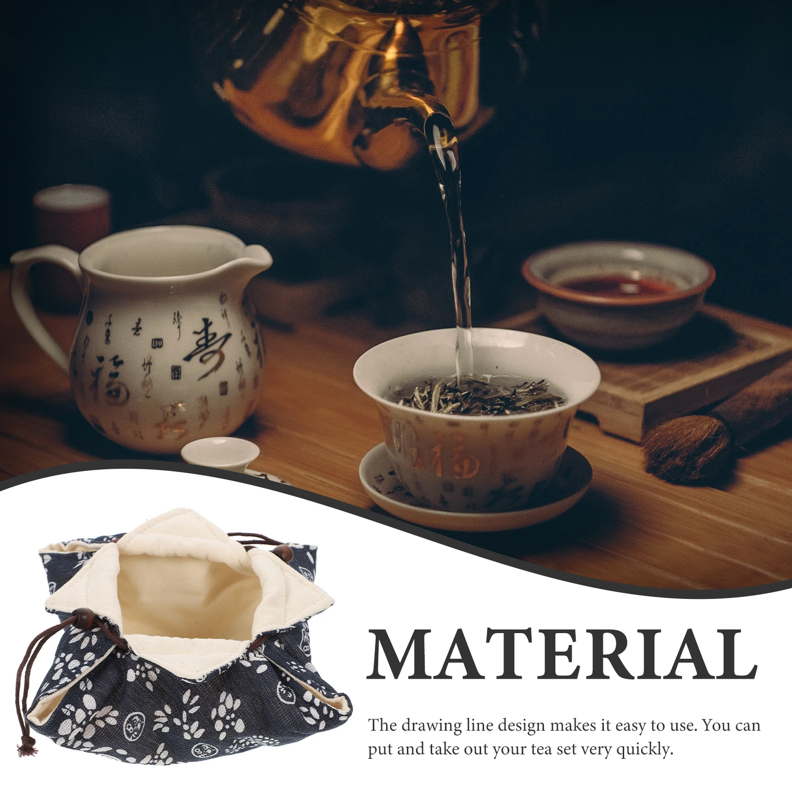 

Teapot Storage Bag Large Size Blue proof Cloth Packet Travel Container Portable Tea Cup Pouch Protective Case