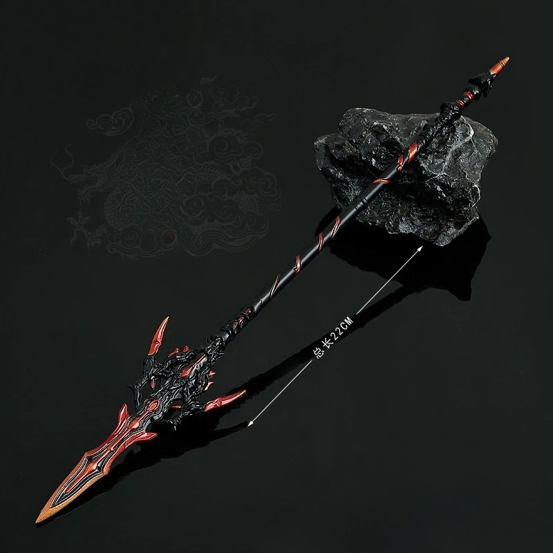 22 centimetri Anime Cinese Periferico Coccodrillo Osso Lancia Arma di Metallo Modello Crast Scrivania Ornamenti Arma Antica Spada Kanata Giocattoli Regalo