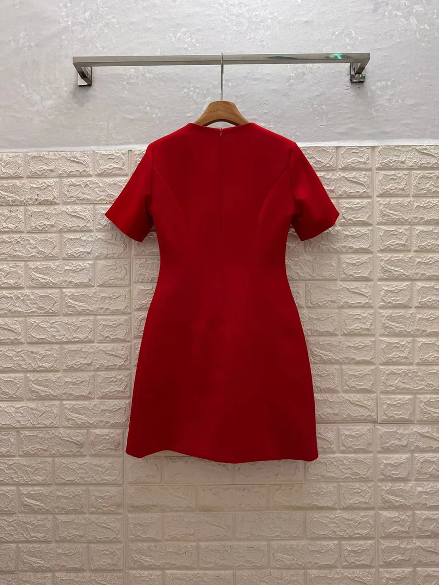 GALCAUR-vestido minimalista liso con botones empalmados para mujer, cuello redondo, manga corta, suelto, suave, elegante, moda de verano, nuevo