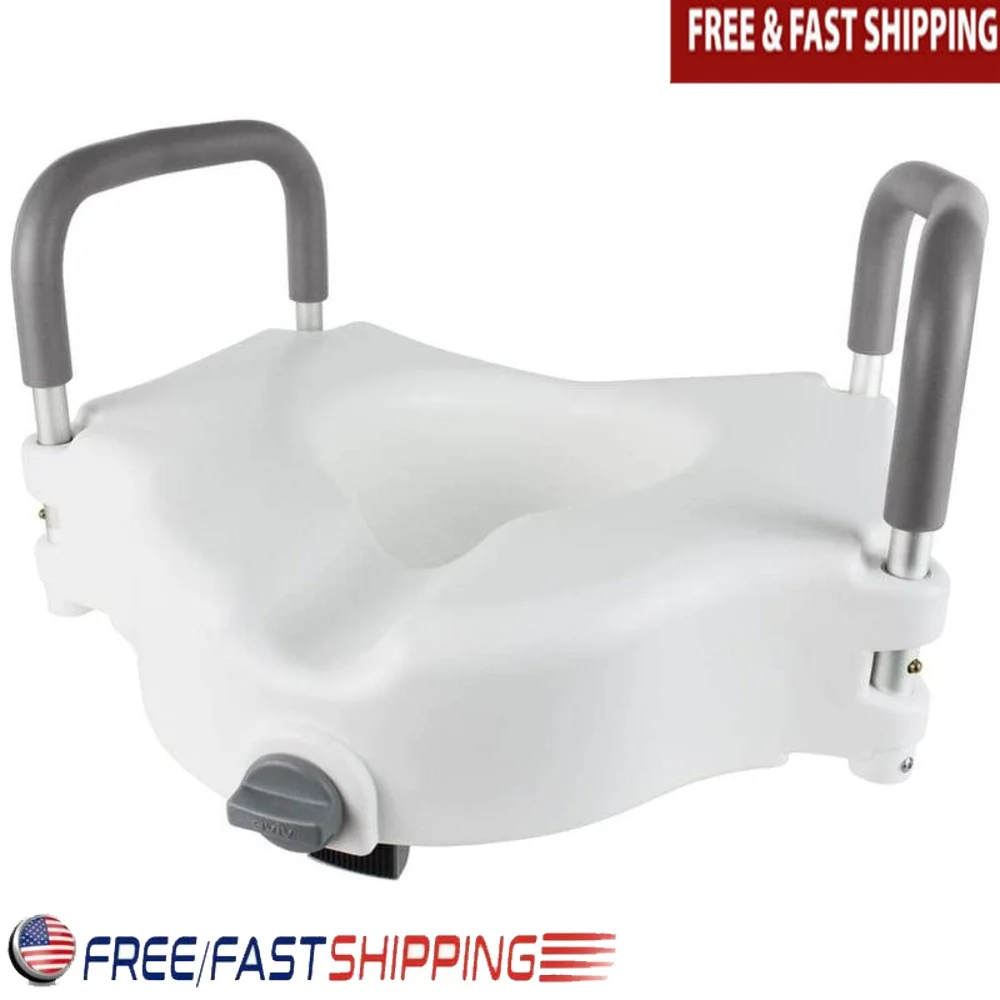 

Vive Elevated Toilet Seat with Padded Handles 5 Inch Height Safety Solution Elderly Mobility Support 250lbs Capacity