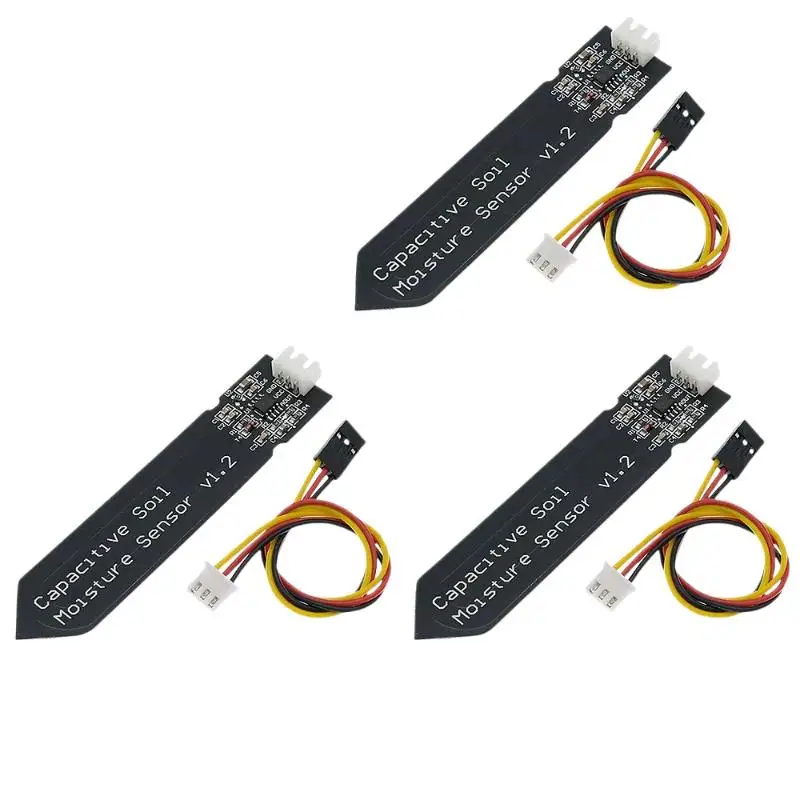 3 Sets V1.2 Corrosion Resistant Wide Voltage Wire Analog Capacitive Soil Moisture Sensor Module For Garden Plant Monitoring