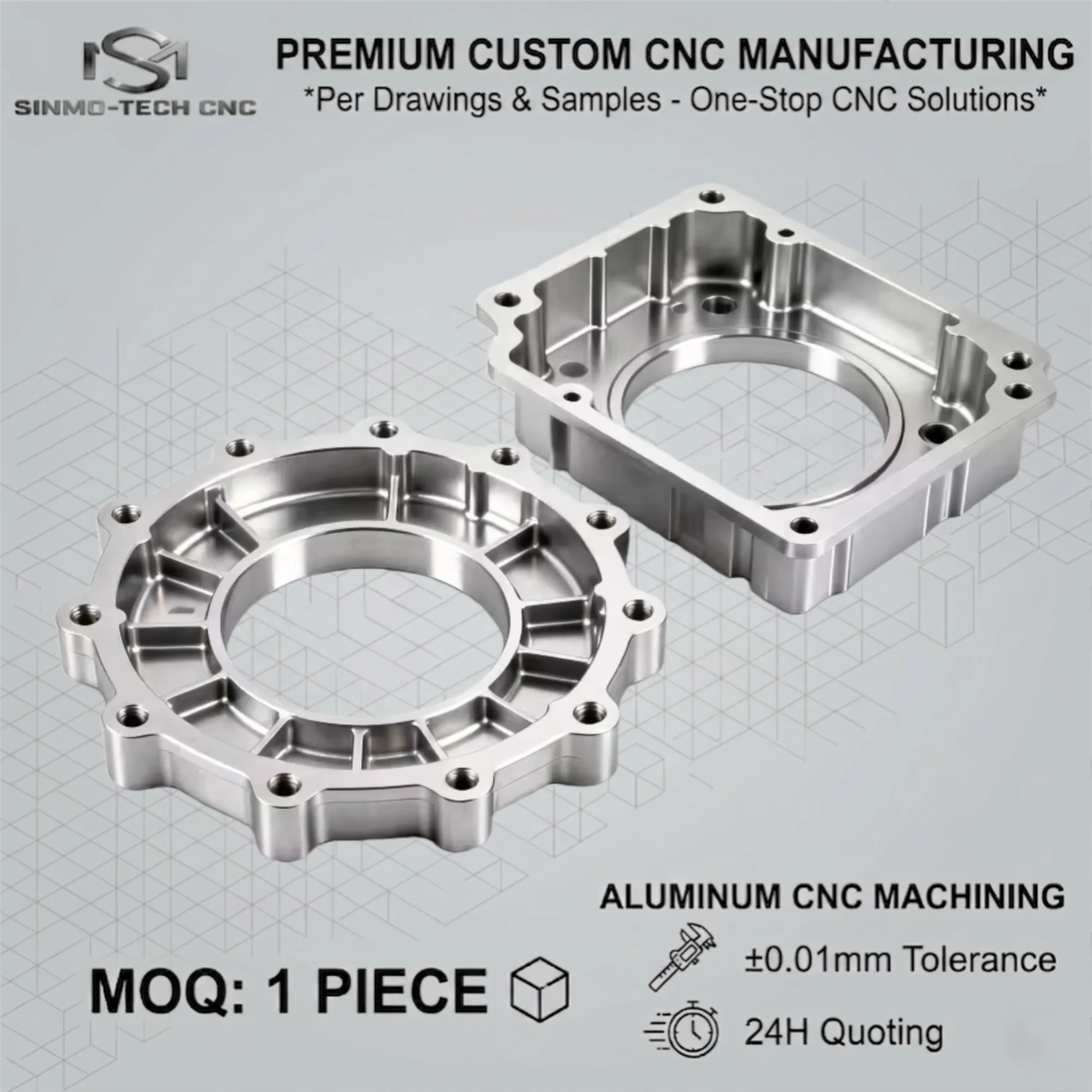 

Bespoke 5-Axis CNC Aluminum Parts, Multi-Axis Precision Turning Milling, Custom Complex Robotics Medical Housing, MOQ 1pc