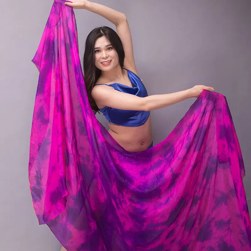 Bellydance Scarf Belly Dance Shawls Women Light Hand Thrown Scarf Shawl Gradient Performance 100% Real Silk Veils disfraz mujer
