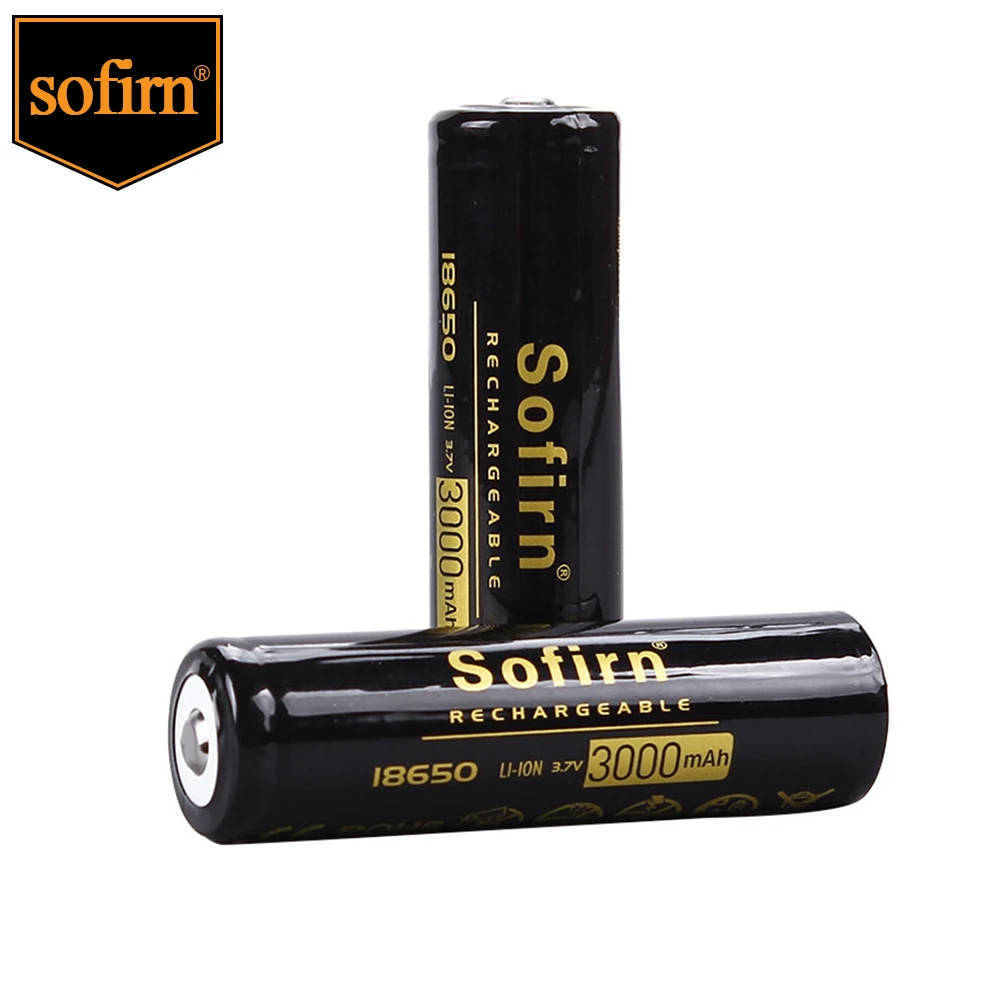 Sofirn Rechargeable 18650 3000mAh Top Head Discharge 3.7V HD Cell NCR18650B Li-ion 18650 for Torch /Flashlight/Toys