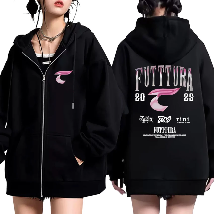 

Singer TINI STOESSEL Futtura Album 2025 Tour Zipper Hoodie Men Women Long sleeve Fashion Fleece Retro Jacket Sweatshirts Unisex