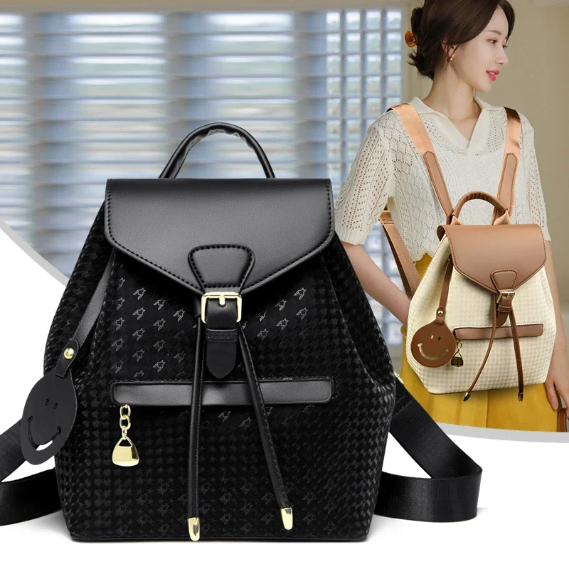 

Faionable Versatile 2024 Spring Summer Plaid Pattern Women's Bapa Travel Bag Commuter Oulder Bag Soft PU Leather Bag