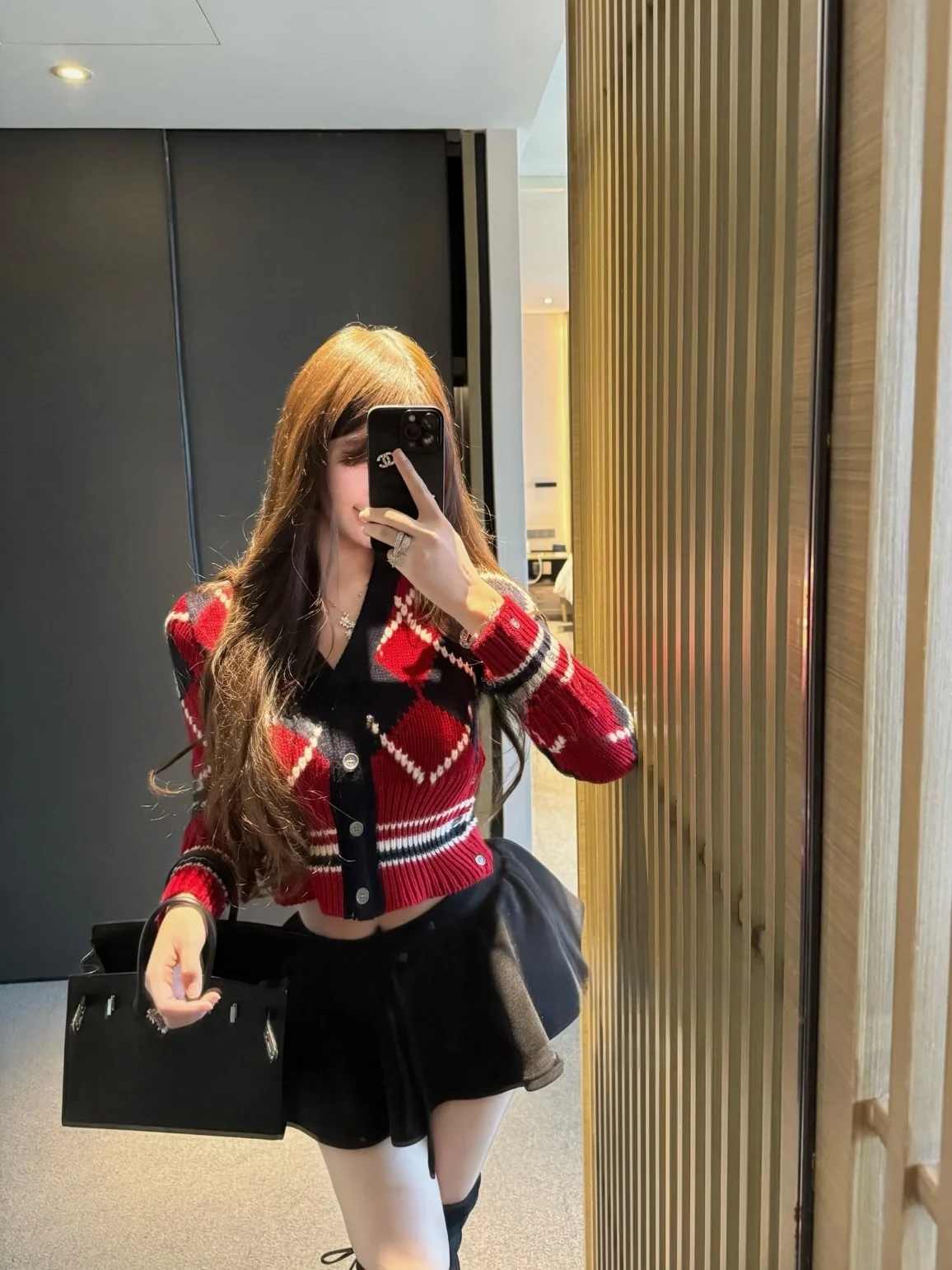 

Early Spring Limited Edition Vintage Square id V-ne Knitted Open Cardigan Women's Waist-cinching ort Sweater Jaet